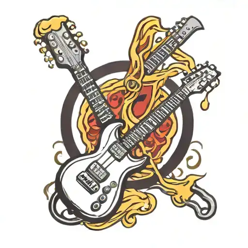 Electric Guitar Beer And Pizza