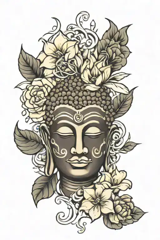Black Mambo With Buddha And Flowers