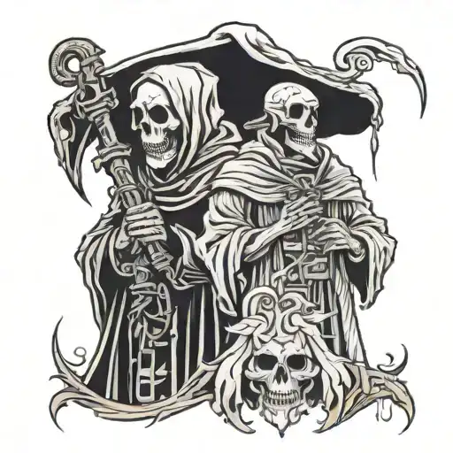 The Fool Looking At Grim Reaper Standing