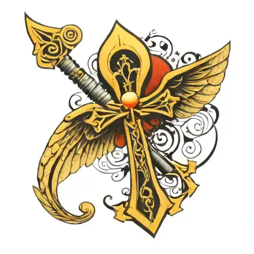 Ankh With Wings And Sword Piercing
