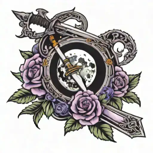 New Moon With Moon Sickle Sword And Lavendar