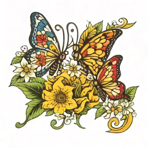 Daisey Butterflies Pisces Sign Mixed