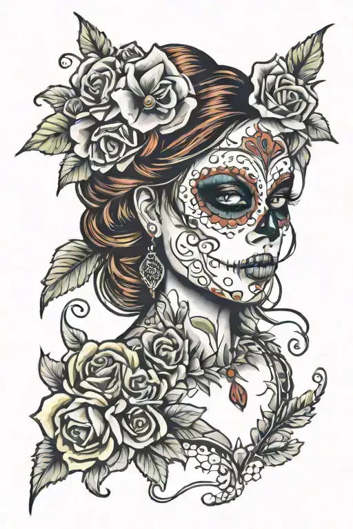 Day Of The Dead Girl Face Color