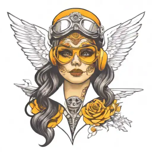 A Dia De Los Muertos Inspired Tattoo Of A Girl Sugar Skull Pilot Wearing Aviator Goggles