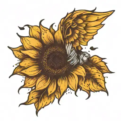 Sunflower With Seeds Falling Angel
