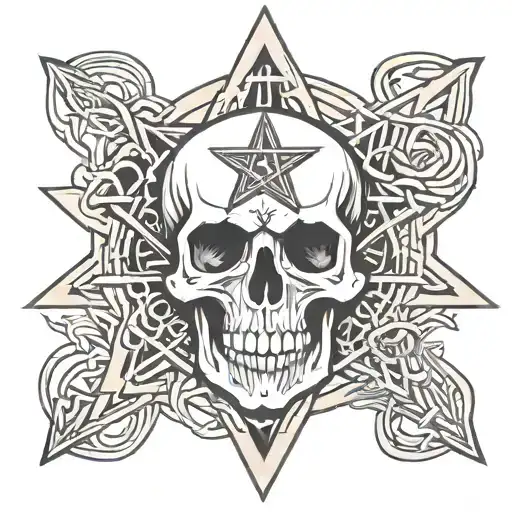 Skull And Pentagram Intertwined