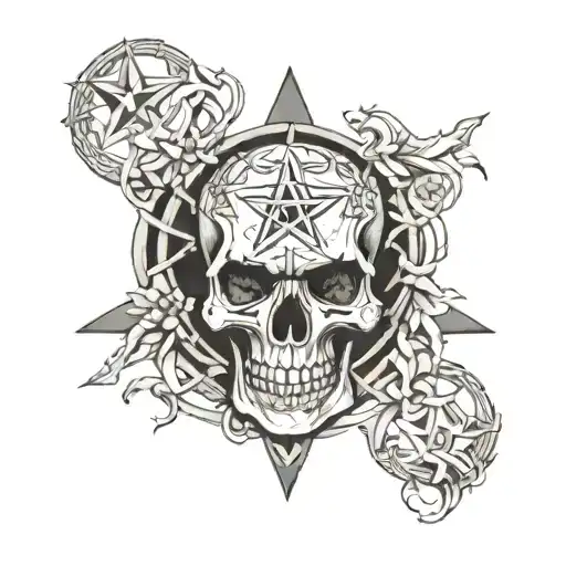 Skull And Pentagram Mixed