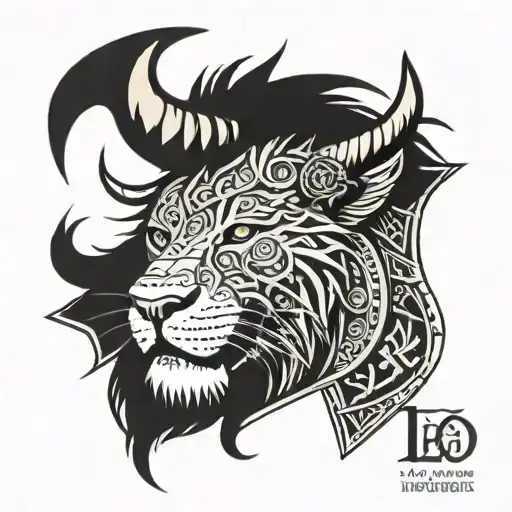 Leo With Viking Runes And Horro Themed