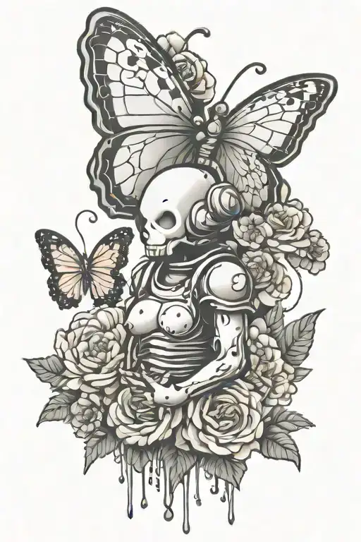 Aesthetic Flower Butterfly And Kaws Statue