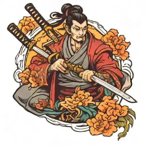 Samurai Warrior Holding A Sword