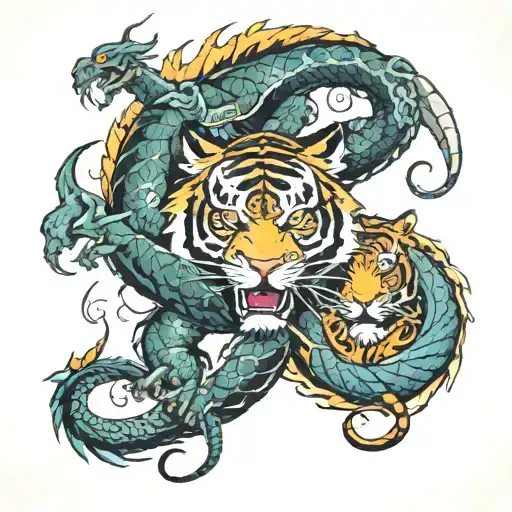 A Dragon And A Tiger Surrounded
