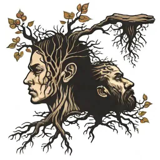 A Tree Coming Out Of Two Heads
