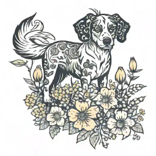 Wildflowers With Dog Print