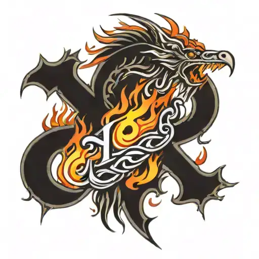 H O G Fire Flames Grafitti Letters