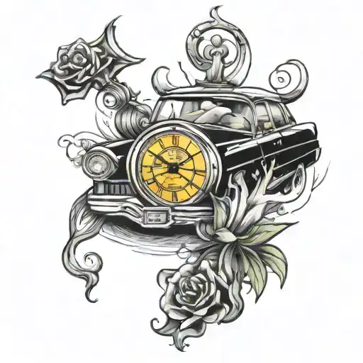 Clock And 1990 Cadillac Deville