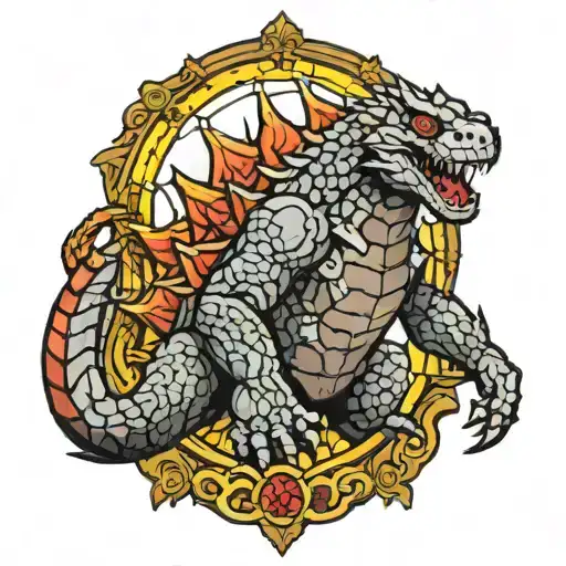 Godzilla Stained Glass Window