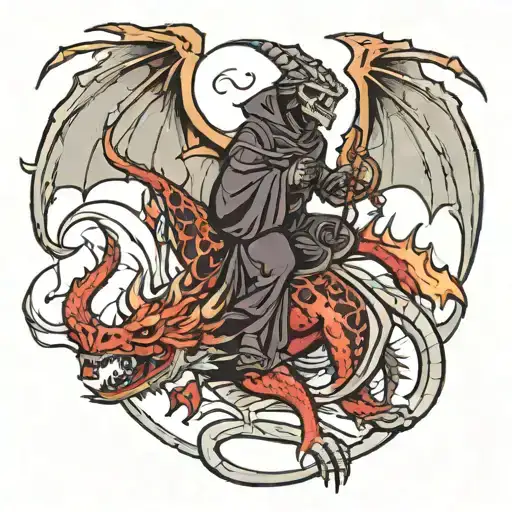 Dragon And Grim Reaper Riding