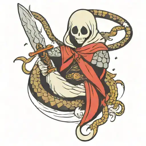 A Ghost With A Sword And A Snake