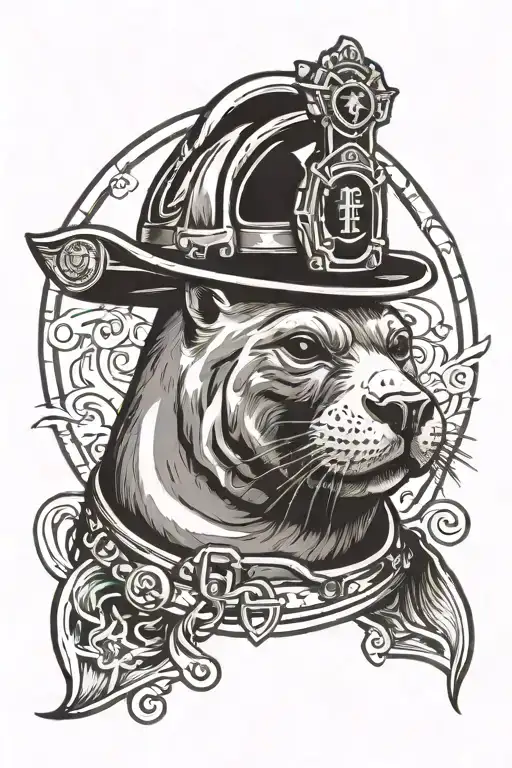 Seal Wearing Firefighter Helmet