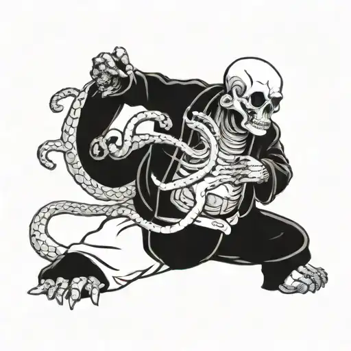 Skelton In Jiu Jitsu Gi Fighting Octopus