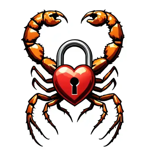 Scorpion Holding A Heart Shaped Lock