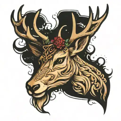Deer Head With Hogwarts Inside Representing