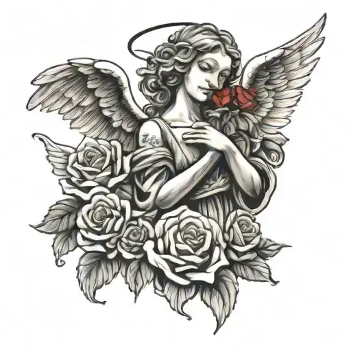 Chrsitain Angel Holding A Rose Growing