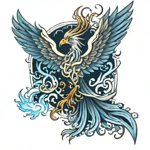 Phoenix Template With Blue Flames And White Label