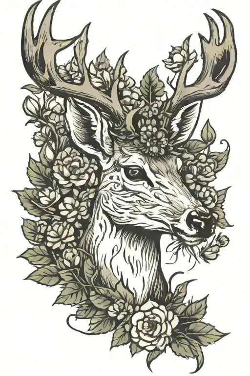 Deer With Thistle Thorn Bramble