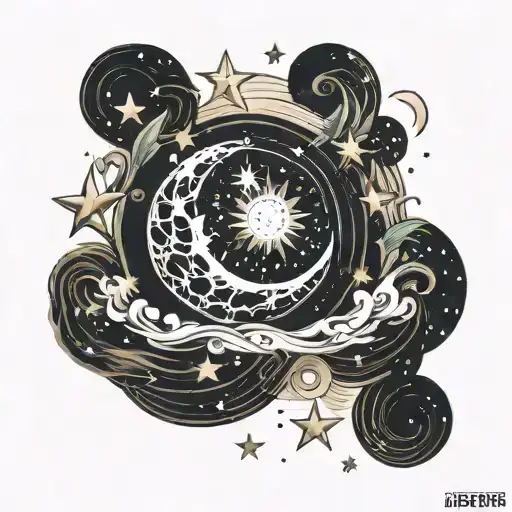 Celestial Moon With A Trail Of Stars