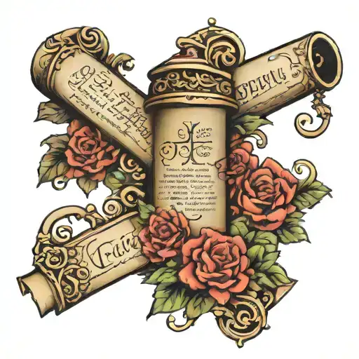 A Verse From The Bible On A Scroll With A Cross