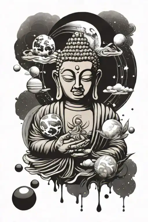 Buddha And Planets Around