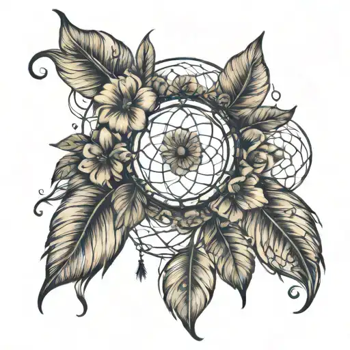 Dreamcatcher With Hibiscus Flowers With The Children's Names Written In It