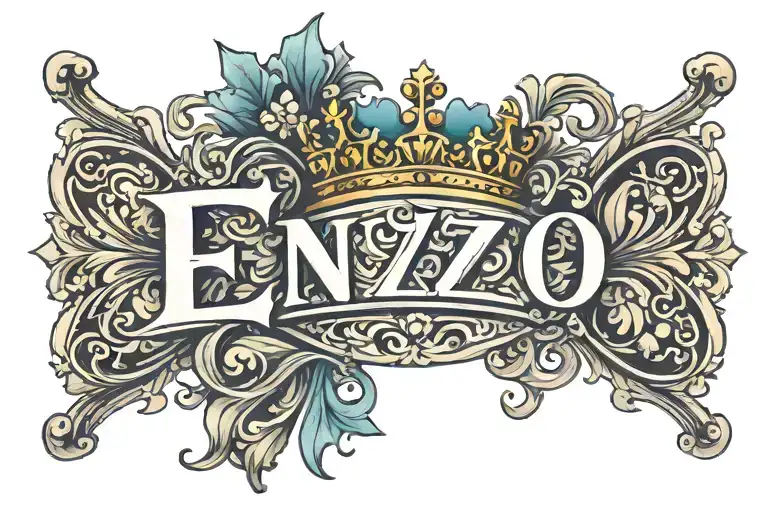 The Name Enzo With A Crown Atop The Letter N Top
