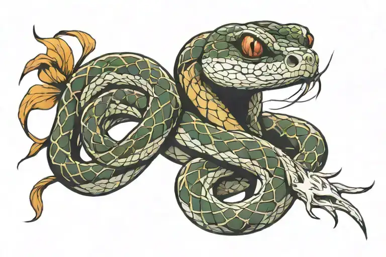 Snake With Its Head Leading To Neck