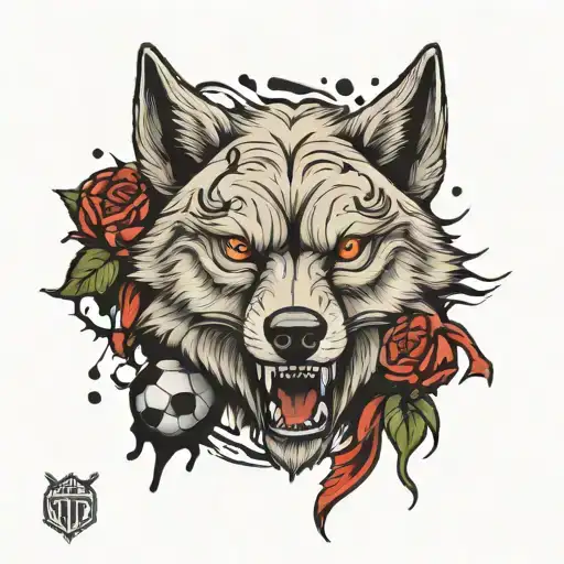 Soccer Ball And Wolf Head