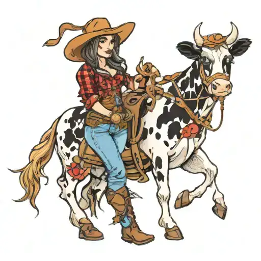 Cowgirl Holding A Toy Cow