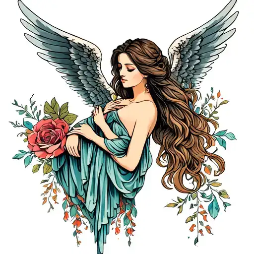 Angel Of My Mom Tattoo Design