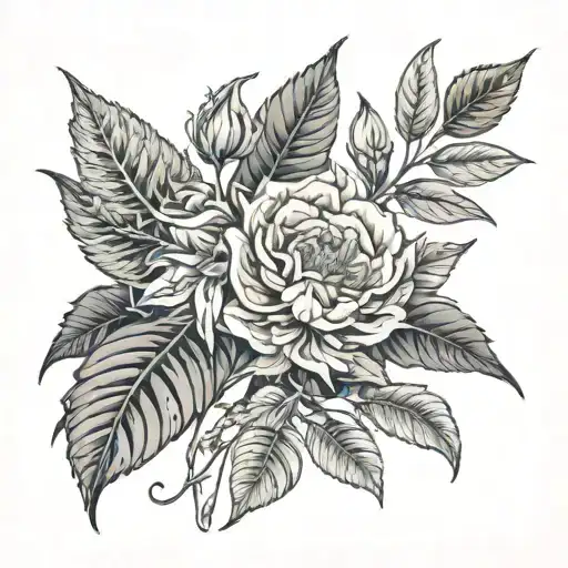 Engraving Plants With Creative Composition Featuring