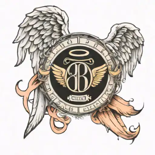 Angel Wings And Halo With Cancer Ribbon And 05-07-24 In Roman Numerals