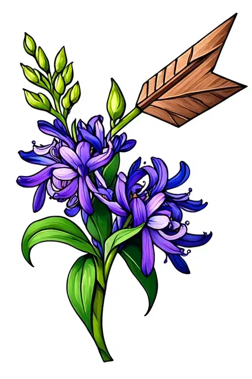 Purple Hyacinth Tattoed In An Arrow