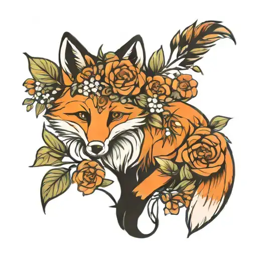 Fox With Flowers