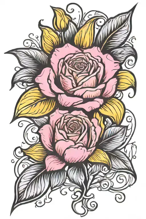 Pink Rose Yellow Tulip Flower