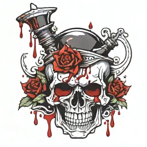 Skull And Knfie With Blood Drops