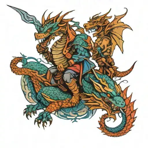 Dragons And Warrior Riding