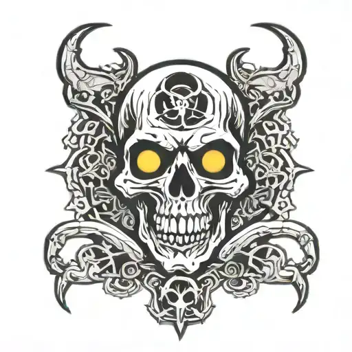 Biohazard Logo Combined Skull Open Mouth Open