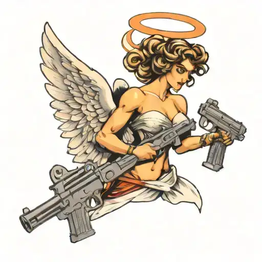Angel Holding Two Guns On Their Hip