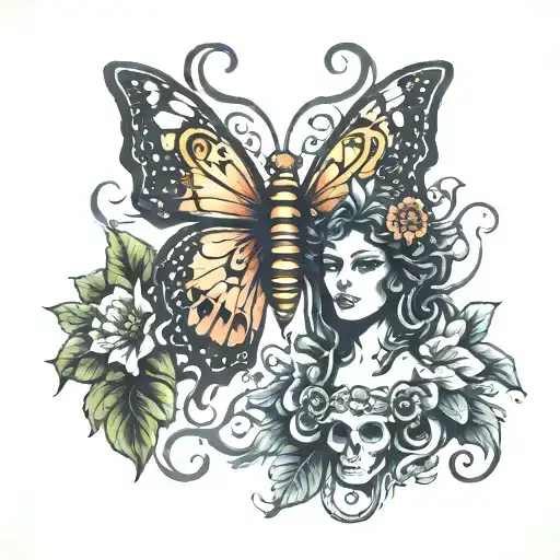 Butterfly With Medusa Goddess