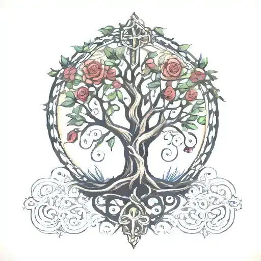 Tree Of Life Around Cross