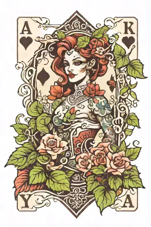 A Snak With Flowers And Poison Ivy Around Playing Card